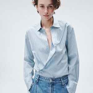 Striped Blue Button-Up Shirt